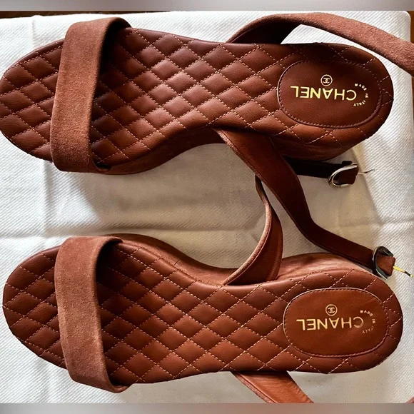 CHANEL | Shoes | Chanel Suede Platform Wedge Worn Once  display picture 1